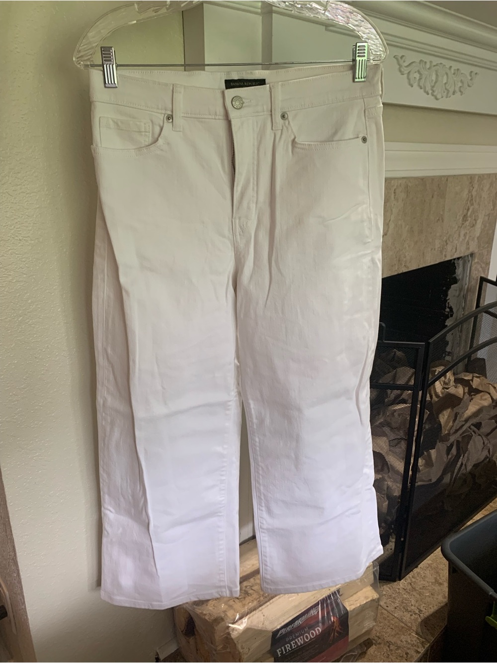 Banana Republic Womens White wide Leg crop